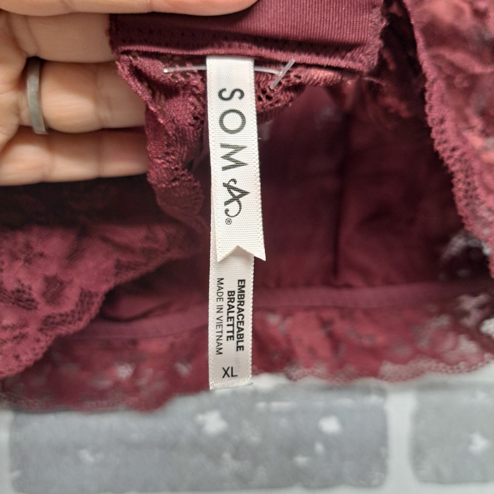 SOMA EMBRACEABLE LACE BRALETTE RACERBACK BRA XL Maroon Burgundy - Picture 7 of 8